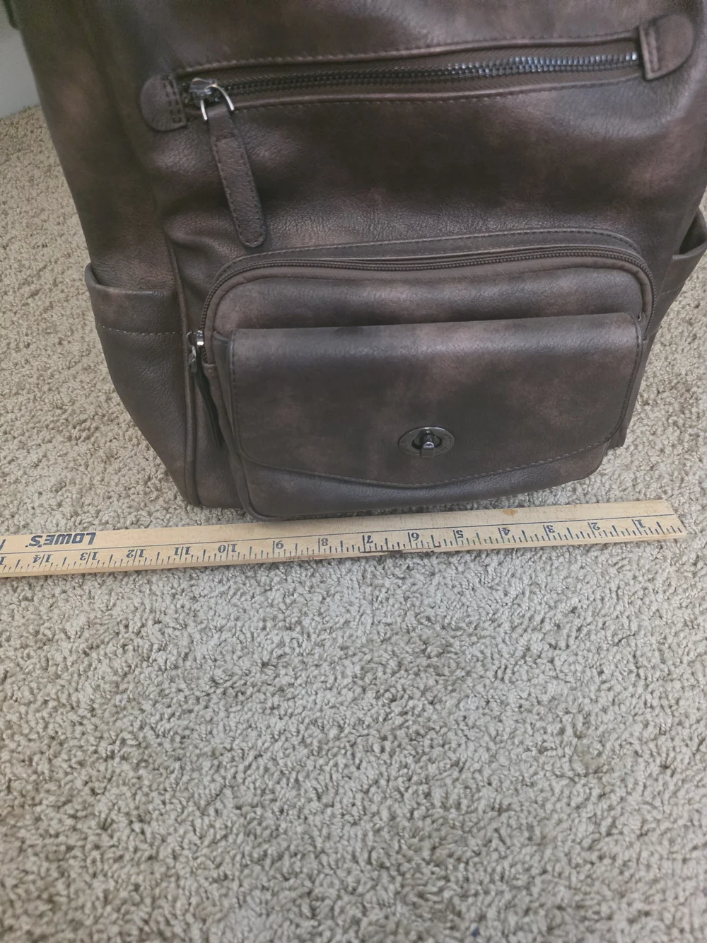 Vegan Leather Brown Men's Backpack with Front Organizer Pocket